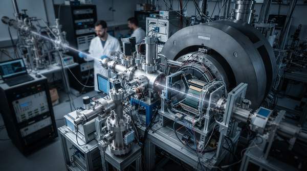 Editorial illustration for New Particle Beam to Test Einstein's Gravity with Exotic Matter