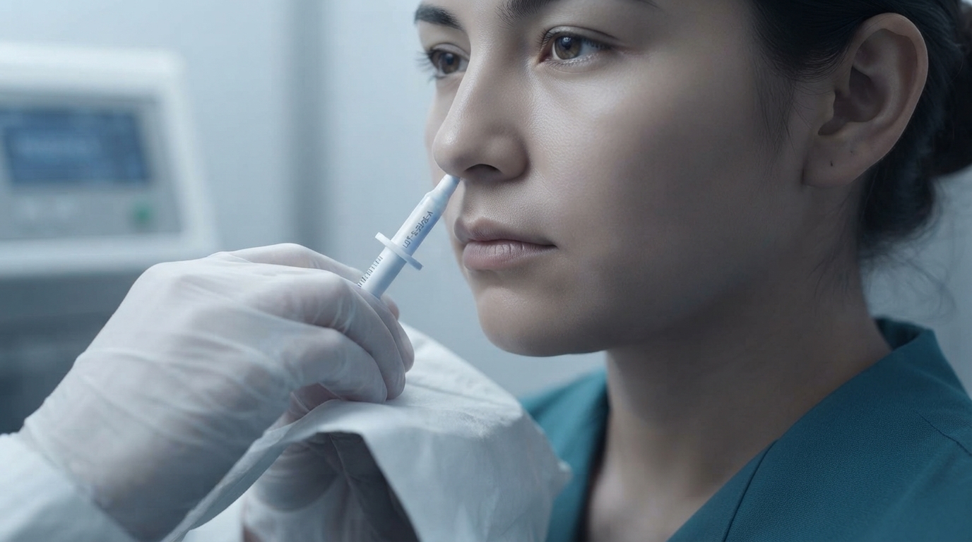 Editorial illustration for New Pediatric Study Results Show Nasal Vaccine May Halt Whooping Cough Spread